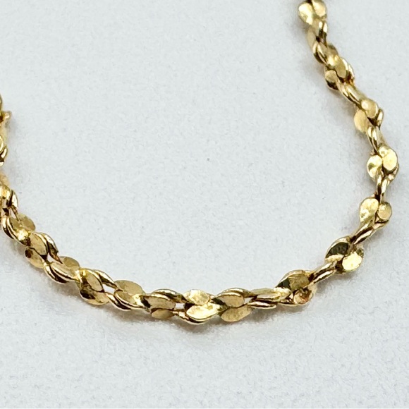 Vintage Yellow Gold Plated Mirror Rope Chain 14” Korea Dainty Twist Chain - Picture 3 of 8
